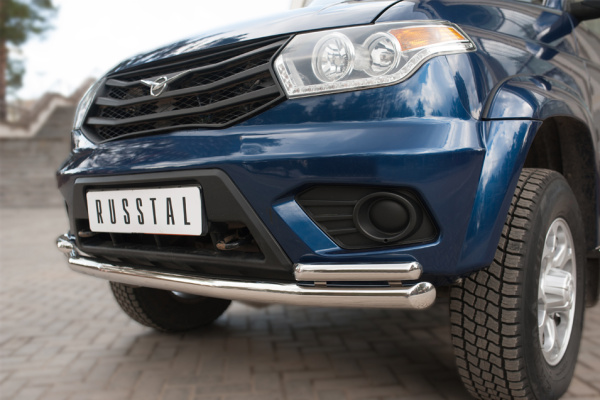 Фото Защита переднего бампера d63 (секции) d42х2 (дуга) UAZ Patriot 2014