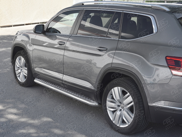 Фото Пороги труба d63 с листом (лист алюм, проф. нерж) (вариант 1) VOLKSWAGEN TERAMONT 2017-