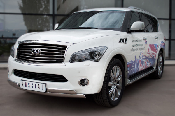 Фото Защита переднего бампера 75х42_(75х42)х2 овалы INFINITI QX 56 2010-2014