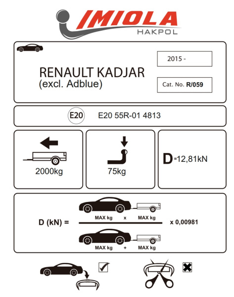 фото Фаркоп Imiola для Renault Kadjar 2015-