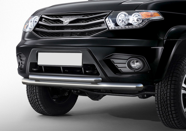 Фото Защита переднего бампера d76+d57 Uaz Patriot 2014-2016-