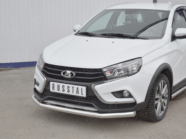 Фото Защита переднего бампера d63 секции LADA VESTA SW CROSS 2017-