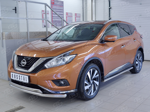 Фото Защита переднего бампера d63 секция-75х42 дуга NISSAN MURANO 2016