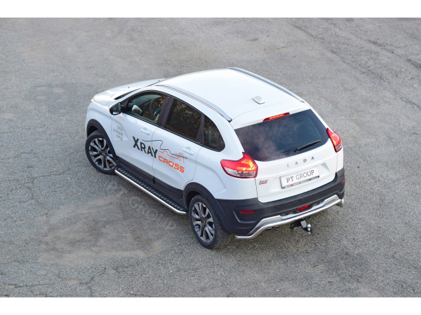 Фото Защита порогов с алюминиевым листом Лада Иксрей Кросс d 51 мм