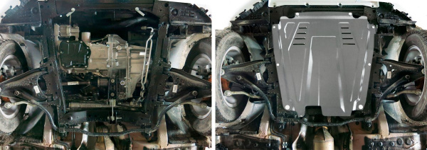 Фото Защита картера и КПП Rival для Nissan Almera 2013-н.в., алюминий 4 мм, с крепежом, 333.6027.1