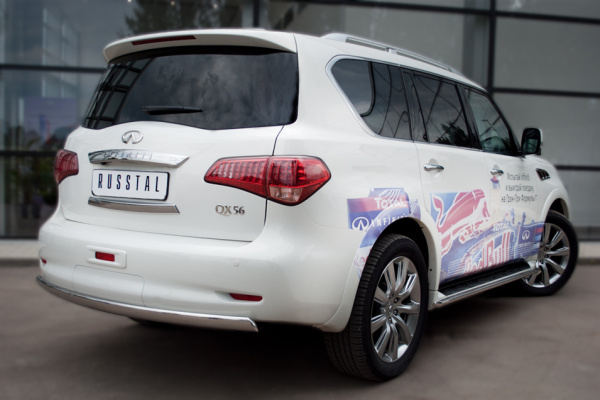 Фото Защита заднего бампера 75х42 овал INFINITI QX 56 2010-2014