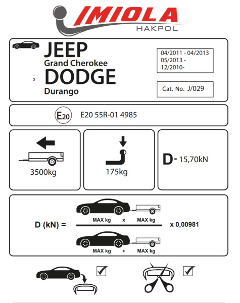 фото Фаркоп IMIOLA для Jeep Grand Cherokee IV «WK2 рестайлинг» (2013-2022)