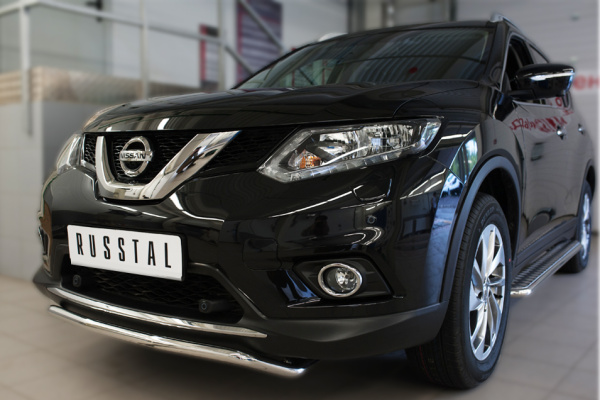 Фото Защита переднего бампера d42 (волна) NISSAN X-Trail 2015-2017