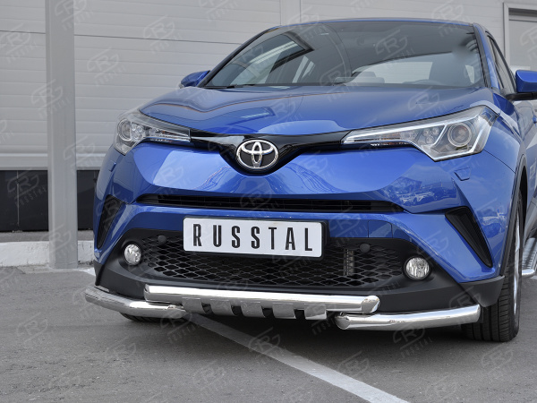 Фото Защита переднего бампера d63 дуга-d63 уголки+клыки TOYOTA C-HR 2018-