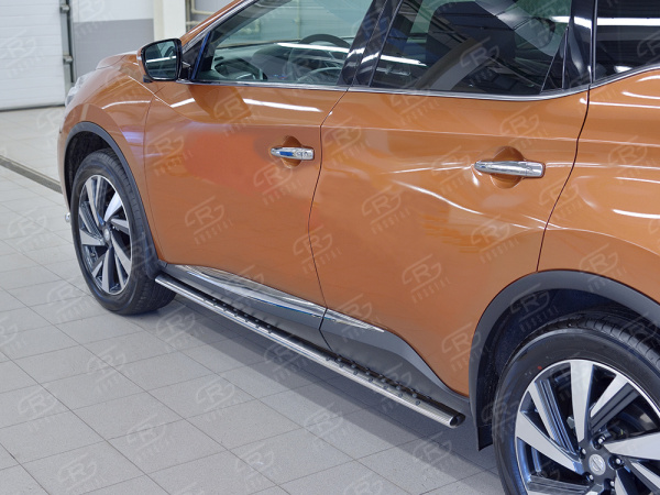 Фото Пороги труба 75х42 овал с проступью NISSAN MURANO 2016