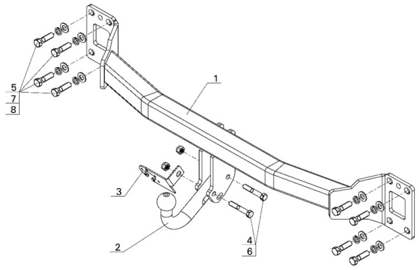 фото Фаркоп AvtoS дляVolkswagen Touareg II (2010-2018)
