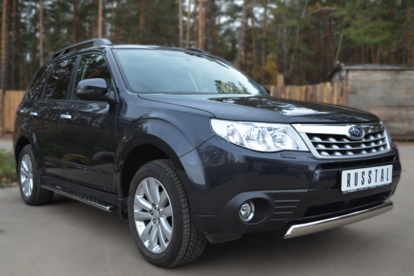 Фото Защита переднего бампера d75x42 овал SUBARU Forester 2008-2012