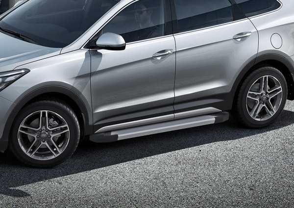 Фото Пороги алюминиевые Rival "Silver" для Hyundai Grand Santa Fe 2012-2016-