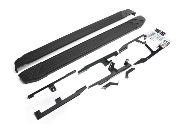 Фото Пороги алюминиевые Rival "Black" для Audi Q7 2015-