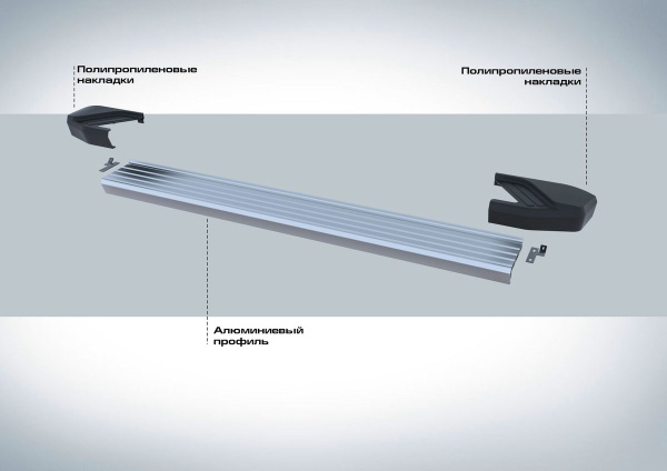 Фото Пороги алюминиевые Rival "Silver" для Hyundai Tucson 2015-