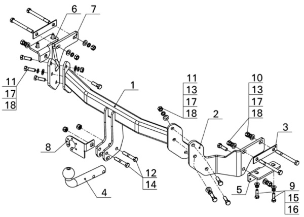 фото Фаркоп AvtoS для HYUNDAI Santa Fe (2012-2018)