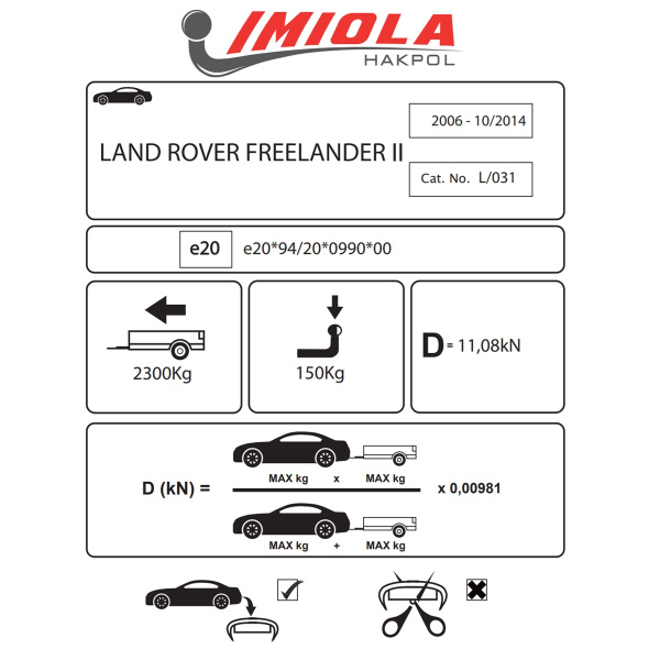 фото Фаркоп Imiola для Land Rover Freelander 2008-2015