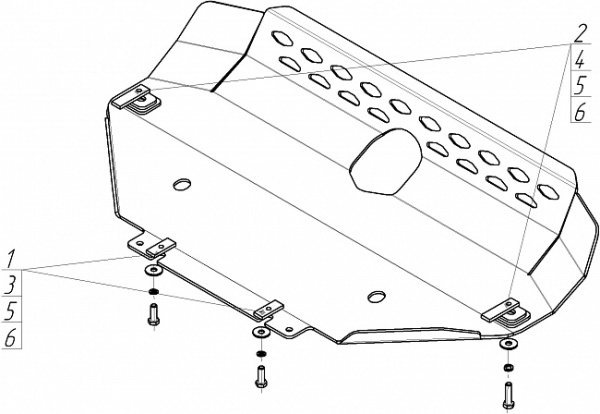 Фото Защита (радиатора, рулевых тяг) алюминиевая Мотодор Land Rover Discovery IV  2009-2014 (только на а/м до рестайлинга 2014 г.)