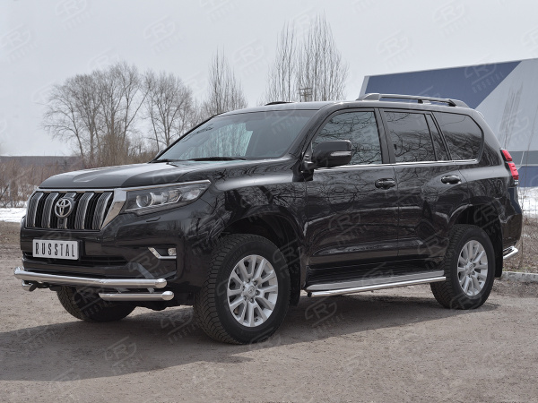 Фото Защита переднего бампера d63 секции-d63 уголки TOYOTA LC PRADO 150 2017-