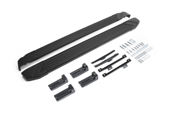 Фото Пороги алюминиевые Rival "Black" для Volkswagen Tiguan 2017-