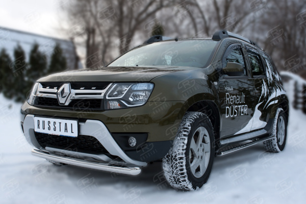 Фото Защита переднего бампера d63 (дуга) RENAULT Duster 2015-