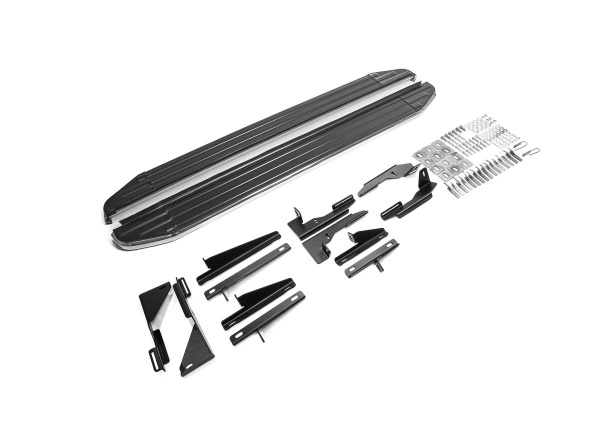 Фото Пороги алюминиевые Rival "Premium" для Nissan Pathfinder 2014-2017