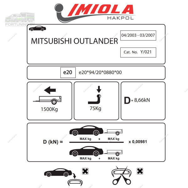 фото Фаркоп Imiola для Mitsubishi Outlander 2003-2007