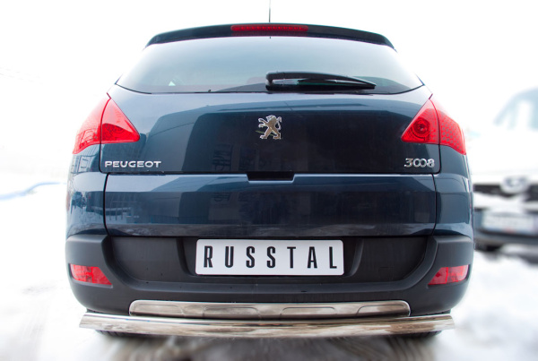 Фото Защита заднего бампера d75х42 овал (дуга) PEUGEOT 3008 2009-2013