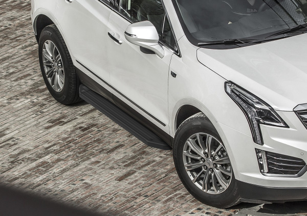 Фото Пороги алюминиевые Rival "Premium-Black" для Cadillac XT5 2017-