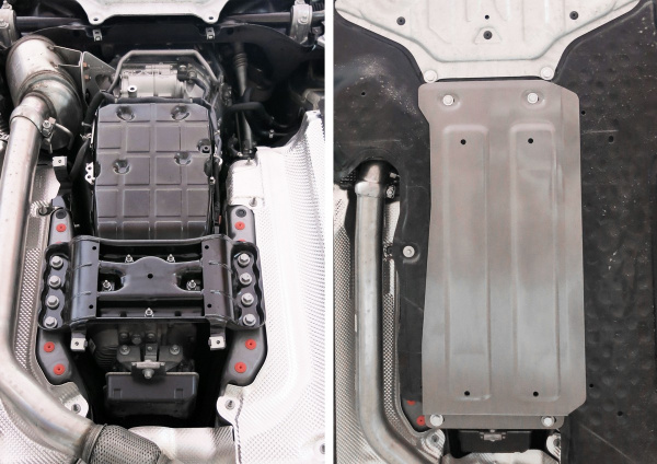 Фото Защита КПП Rival для Mercedes-Benz E-class 4WD 2013-2016, алюминий 4 мм, с крепежом, 333.3919.1