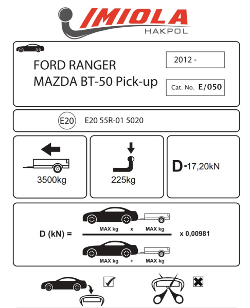 фото Фаркоп Imiola для Mazda BT50 2012-