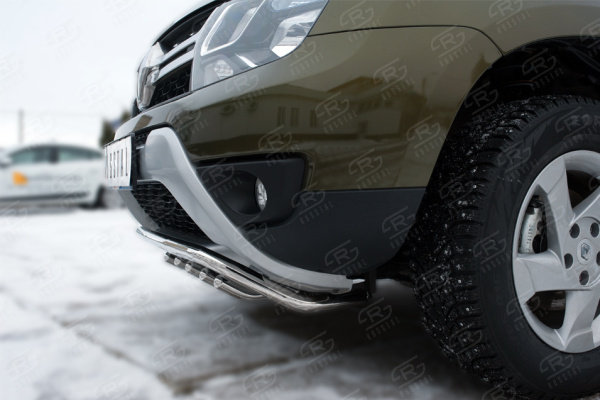 Фото Защита переднего бампера d42 (волна)+d42 (зубы) RENAULT Duster 2015-
