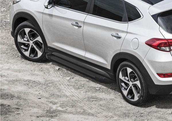 Фото Пороги алюминиевые Rival "Black" для Kia Sportage 2016-