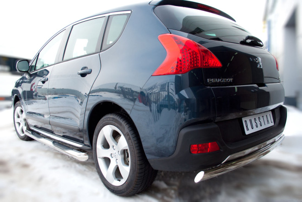 Фото Защита заднего бампера d75х42 овал (дуга) PEUGEOT 3008 2009-2013