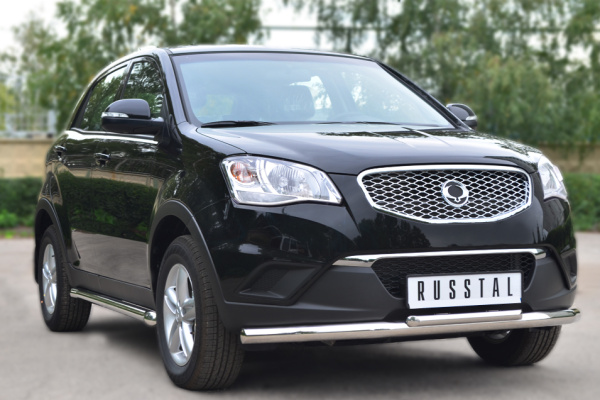 Фото Защита переднего бампера d63 (секции)/42 (дуга) SSANG ACTYON 2010-2013