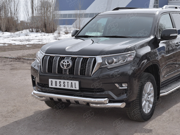Фото Защита переднего бампера d76 секции-d76 уголки+клыки TOYOTA LC PRADO 150 2017-