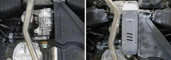 Фото Защита редуктора Rival для Audi Q7 (для а/м с упр-мой зад. подвеской) 2015-н.в., алюминий 4 мм, с крепежом, 333.0336.1