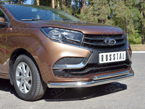 Фото Защита переднего бампера d63 секция-d42 дуга LADA XRay 2015