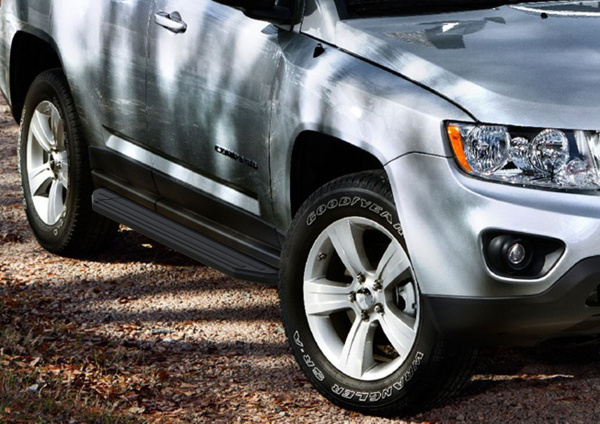 Фото Пороги алюминиевые Rival "Premium-Black" для Jeep Compass 2010-2013-2015