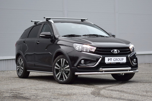 Фото Защита переднего бампера двойная 51/51мм (НПС) Vesta SW Cross 2017-