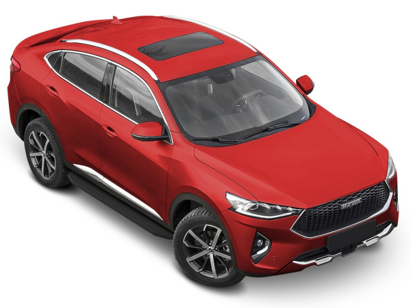 Фото Пороги алюминиевые Rival "Premium-Black" для Haval F7 2019-н.в./F7x 2019-н.в.