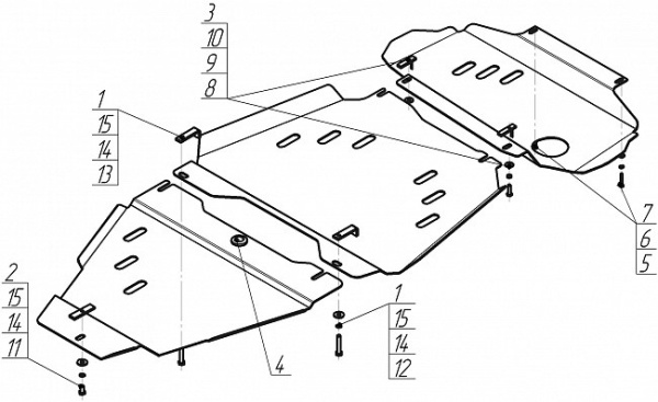 Фото Защита Motodor для двигателя,кпп,РК Nissan Pathfinder V-2,5 (2005-2014)