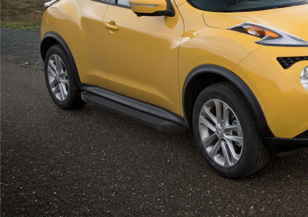 Фото Пороги алюминиевые Rival "Black" для Nissan Juke, FWD 2010-2014-2016