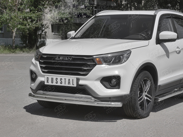 Фото Защита переднего бампера d63 секции-d42 дуга LIFAN X70 2018-