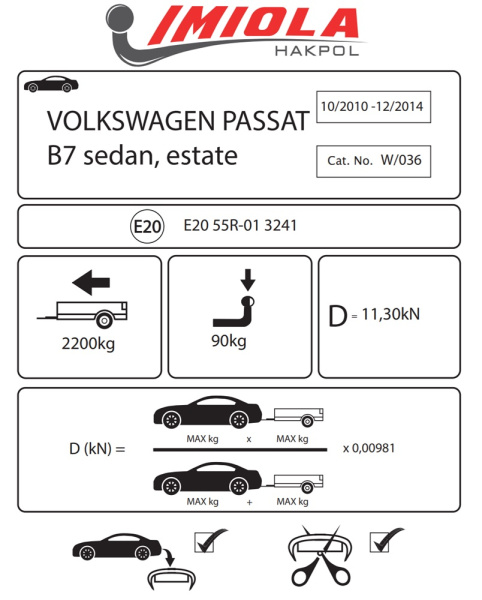 фото Фаркоп Imiola для Volkswagen Passat B7 2010- седан/универсал, Passat Alltrack B7 2012-2015
