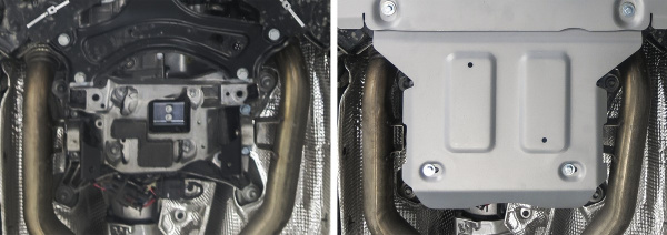 Фото Защита РК Rival для Audi A7 2018-н.в., алюминий 4 мм, с крепежом, 333.0344.1