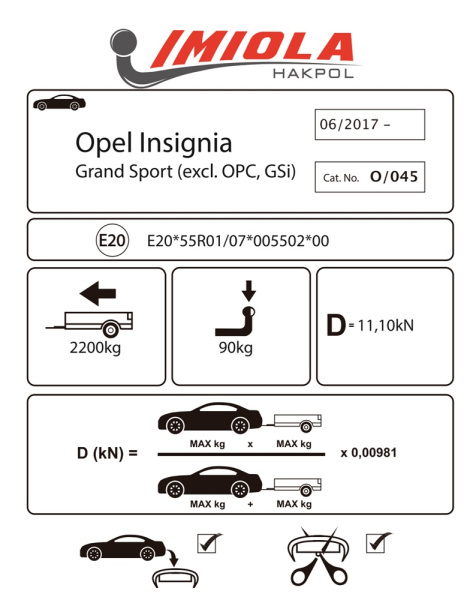 фото Фаркоп Imiola для Opel Insignia 5D Grand Sport 2017-