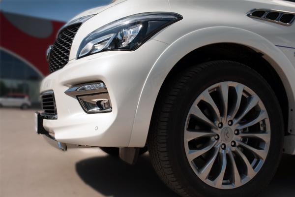 Фото Защита переднего бампера d75х42 (дуга) INFINITI QX 80 2014-2017