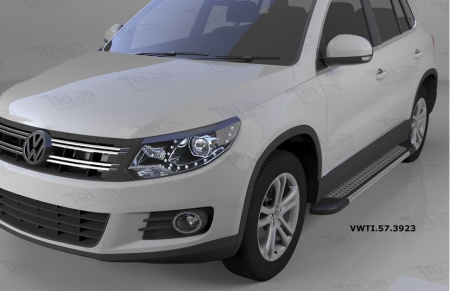 Пороги алюминиевые (Topaz) Volkswagen Tiguan (Тигуан) (2008-)