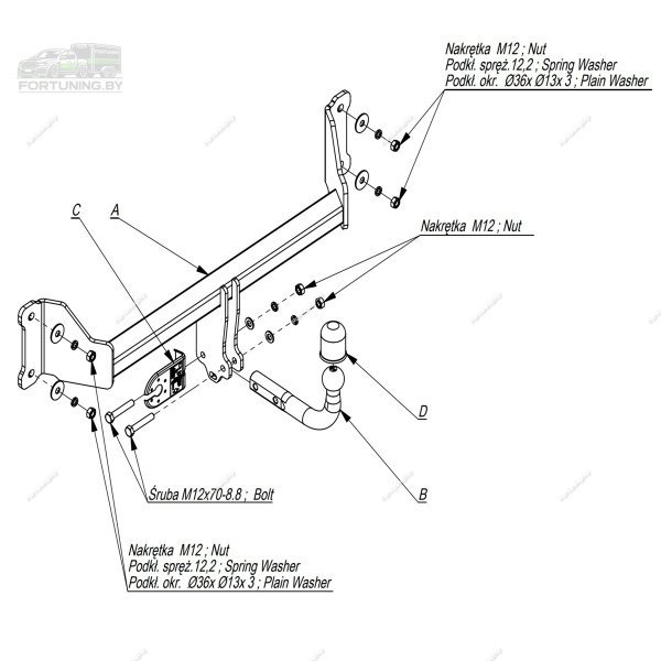Фаркоп Imiola для BMW X4 «F26» (2014-2018) "кроме X4M и моделей с M-пакетом"